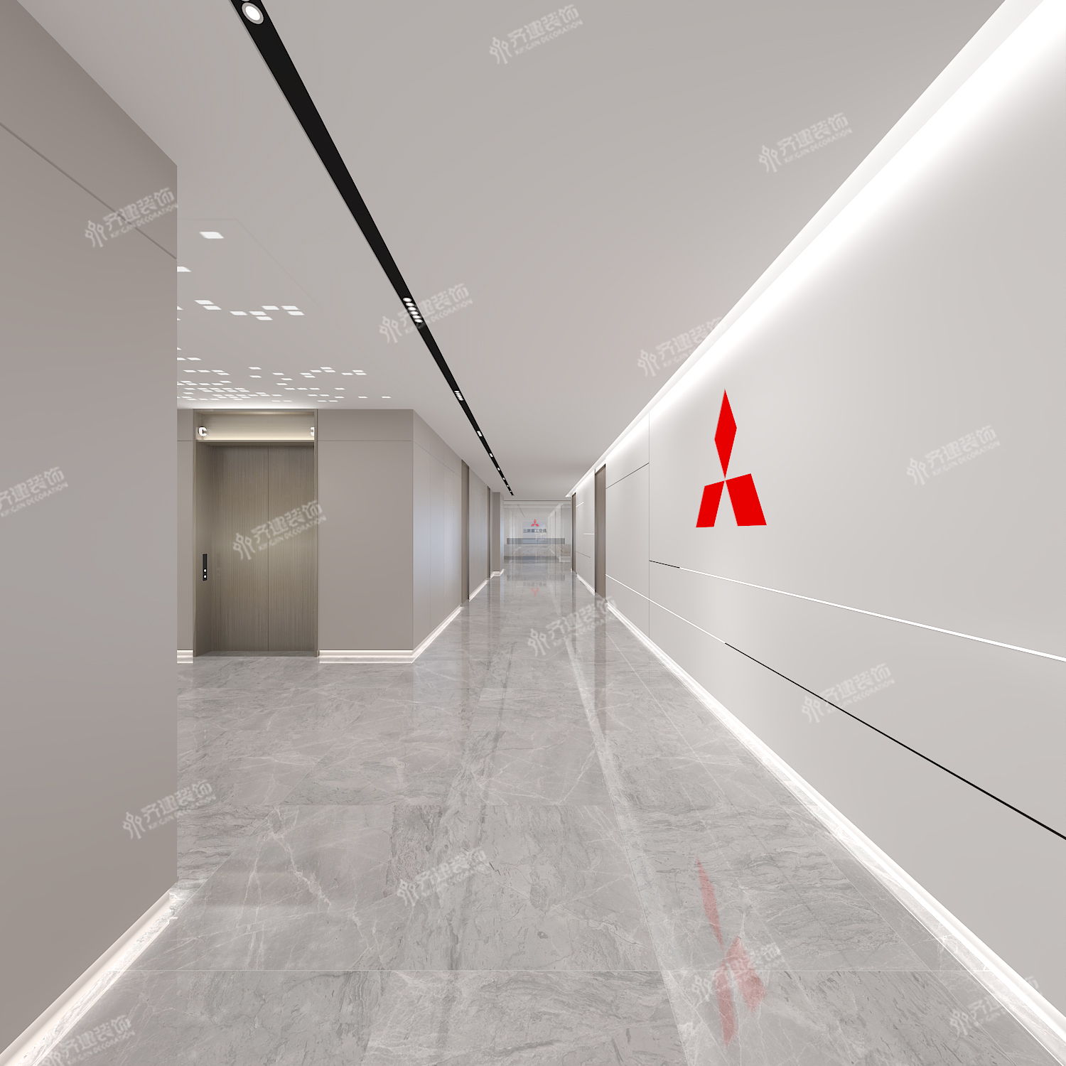上海三菱重工空调办公室电梯厅2装修设计